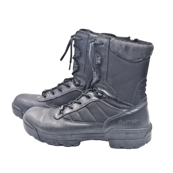 Bates Black Tactical Boots 8" High Men's 9.5 M Side Zip & Lace Leather Uppers - Picture 1 of 12